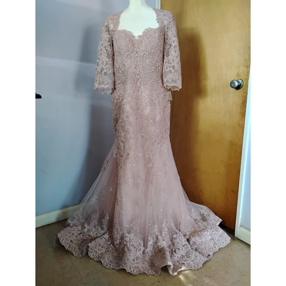 Ivonne D The Country Bride Sequin Tulle Overlay Blush Pink Wedding Dress Size 14